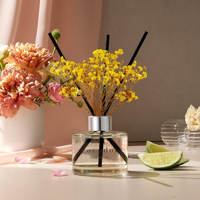 COCODOR Flower Reed Diffuser Set / 6.7oz / Pure Cotton/Scent Diffuser with Sticks Home Fragrance Reed Diffuser for Bathroom Shelf Decor - Bloomnest