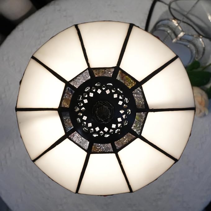 Tiffany Lamp Bedside Table Lamp-Nightstand,Stained Glass Lamp for Bedroom Dorm Living Kitchen, Aesthetic Cute Home Decor Gift,8 inch Rome - Bloomnest