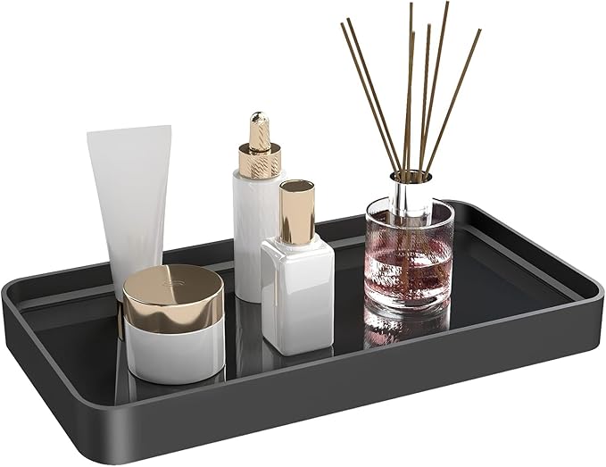 YUMORE Counter Organizer for Bathroom Decor,Bathroom Organizer Countertop,Tempered Glass Storage Shelves, Makeup Tray for Vanity & Bathtub (1 Tier-Pro Max) - Bloomnest