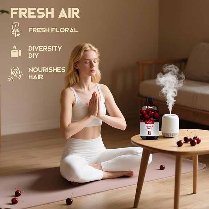 Cherry Fragrance Oil-Cherry Essential Oil 16.33oz (490ml)-100% Pure Natural Scent for Diffusers, Candles, Soap Making & Aromatherapy | Relaxing Home & Gift Essential Oil for Bath, Massage - Bloomnest