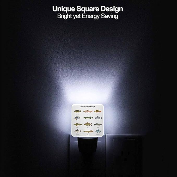 LED Night Light,Beautiful Underwater Lake Fish LED Night Light Plug into Wall with Dusk to Dawn Light Sensor White Energy Efficient Nightlight for Bedroom Bathroom Hallway Living Room Kitchen - Bloomnest