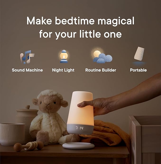 Hatch Rest+ Baby & Kids Sound Machine | 2nd Gen | Child’s Night Light, Alarm Clock, Toddler Sleep Trainer, Time-to-Rise, White Noise, Bedtime Stories, Portable, Backup Battery (with Charging Base) - Bloomnest