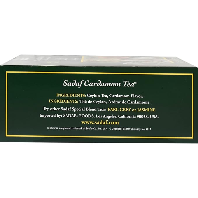 Sadaf Cardamom Tea Bags - Special Blend Cardamom Ceylon Black Tea - Quicktea Product harvested in Sri Lanka - 50 individually foiled teabags (Pack of 1) - Bloomnest