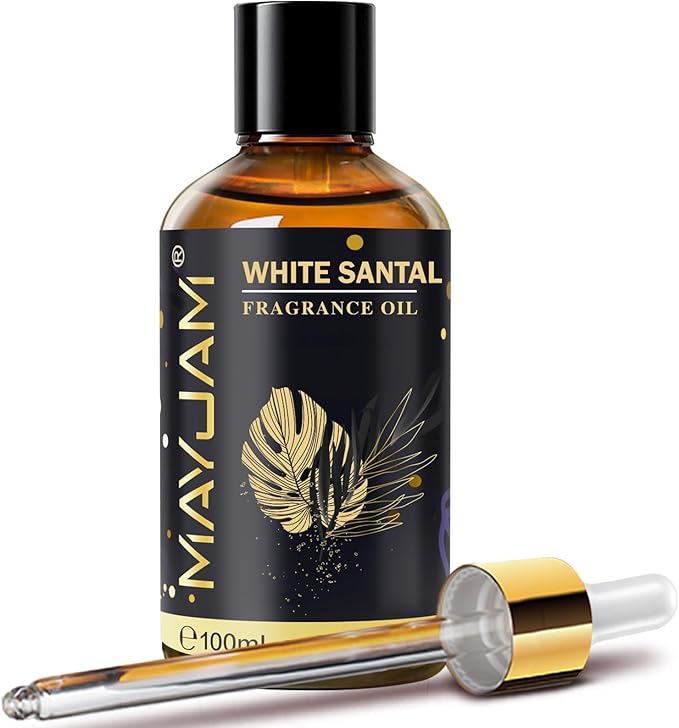 White Santal Fragrance Oil Essential Oil, MAYJAM 3.38FL.OZ White Santal Oil for Diffusers for Home, Long Lasting Scented Oils for Soap Candle Making - 100ML MAYJAM