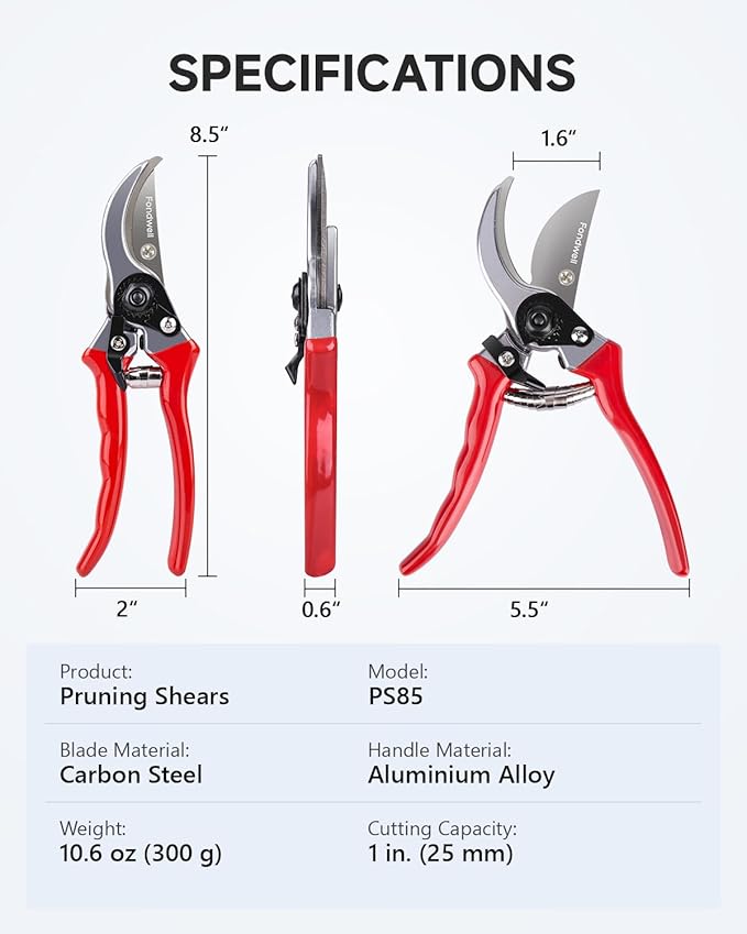 Fondwell 8.5" Bypass Pruning Shears for Gardening: Heavy Duty Garden Clippers Hand Pruners of High Cutting Efficiency - Bloomnest