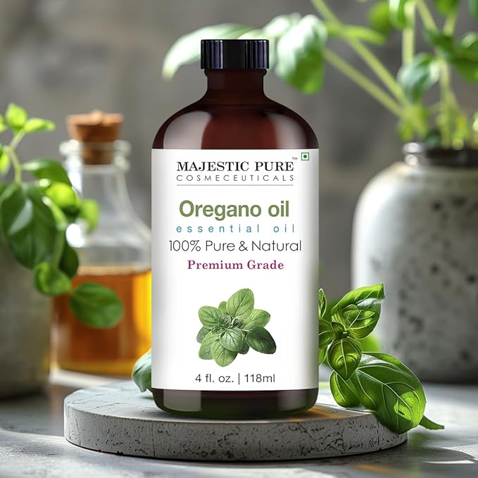 Majestic Pure Oregano Essential Oil with Glass Dropper - Huge 4 Fl Oz - 100% Pure and Natural Oregano Oil - Premium Grade Essential Oils for Diffuser, Aromatherapy, Soap and Candle Making - Bloomnest