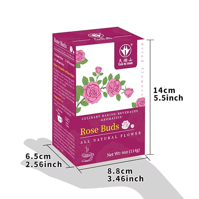 TIAN HU SHAN Rose Tea Loose Leaf, Premium Dried Rose Buds, Food Grade Natural Herbal Tea, Caffeine Free Sugar Free, 4 Ounce Pack of 1 - Bloomnest