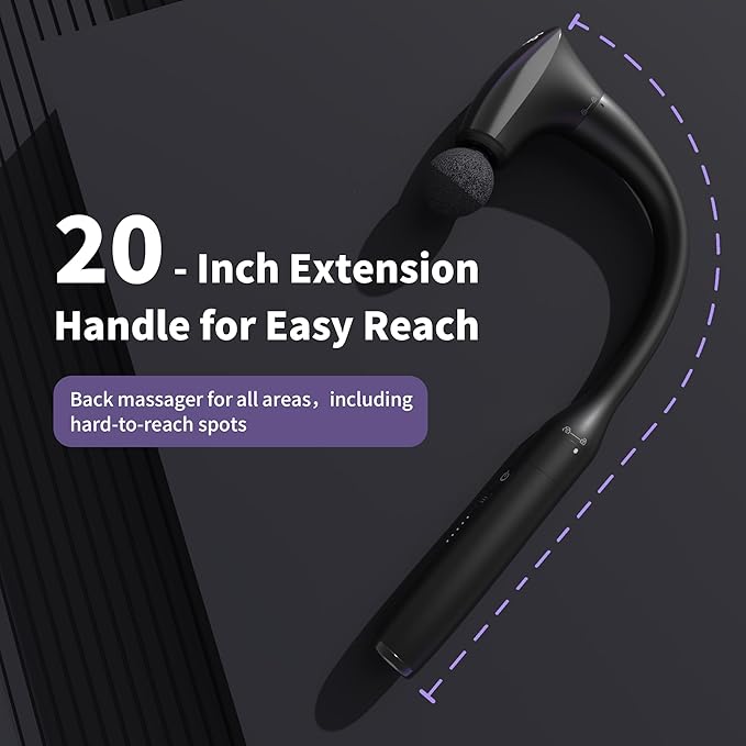 2-in-1 Detachable Muscle Massage Gun Deep Tissue with 20'' Extension Handle, Back and Neck Massager for Pain Relief, Handheld Massager for Shoulder Lower Back Leg Waist, FSA-HSA Eligible - Bloomnest