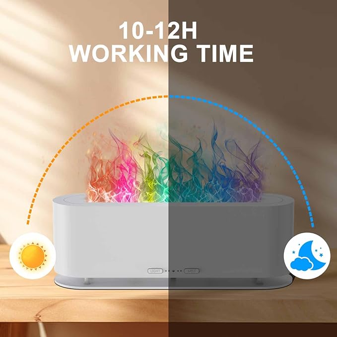 2025 Upgraded Flame Fire Diffuser Humidifier, 7 Colors Changing Oil Diffuser, Ultra-Quiet Aroma Essential Oils Aromatherapy Diffusers for Large Room, Bedroom, Office(200ml Auto Off,Timeable,12Hrs) - Bloomnest