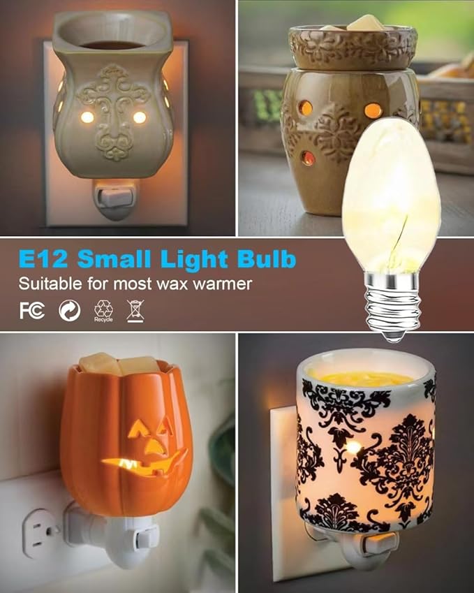 Salt Lamp Bulbs - 15 Watt Light Bulbs for Scentsy Wax Warmer - C7 Replacement Bulbs for Plug in Wax Diffuser- Warmwhite - Dimmable,15 Packs - Bloomnest