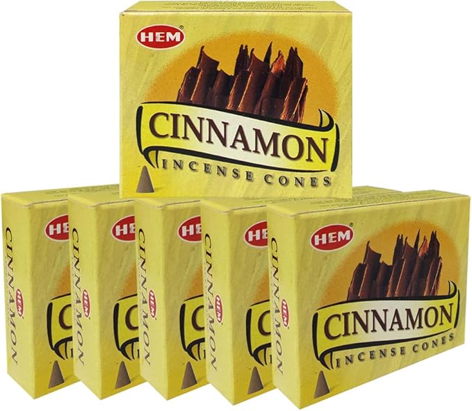 TRUMIRI Incense Cone Holder Bundle with Hem Cinnamon Incense Cones - Pack of 6 (Approx 60 Cones) TRUMIRI