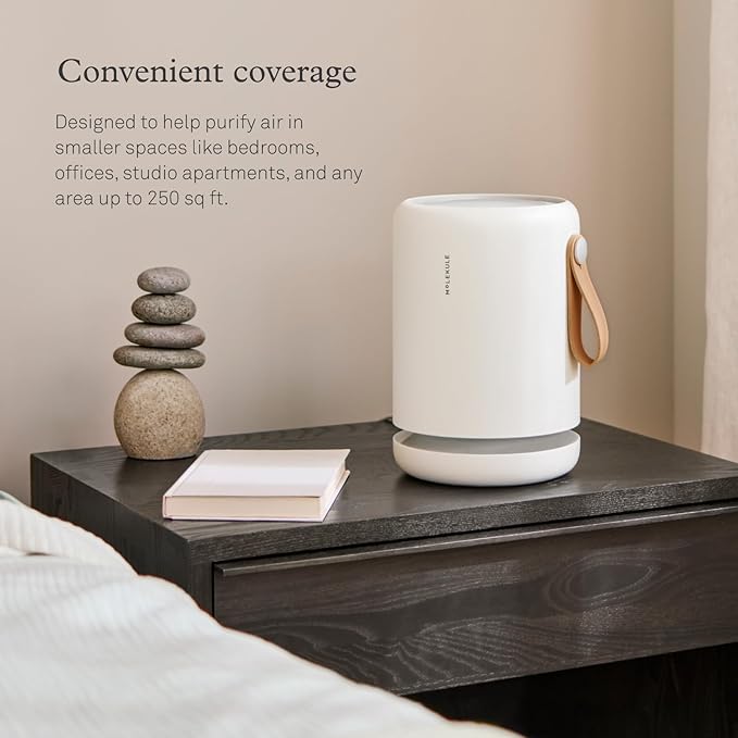 Molekule Air Purifier Mini+ - Purifies Rooms Up to 250 Sq Ft - Smart Purifier with High Pollutant Capture Rate - Air Quality Monitoring Capabilities - White - Bloomnest