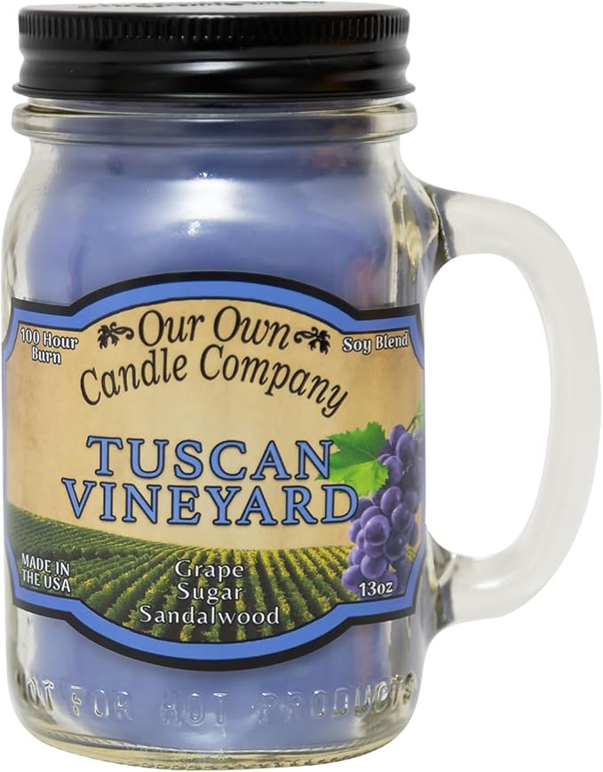Our Own Candle Company, Tuscan Vineyard Scented Mason Jar Candle, 100 Hour Burn Time,13 Ounces - Bloomnest