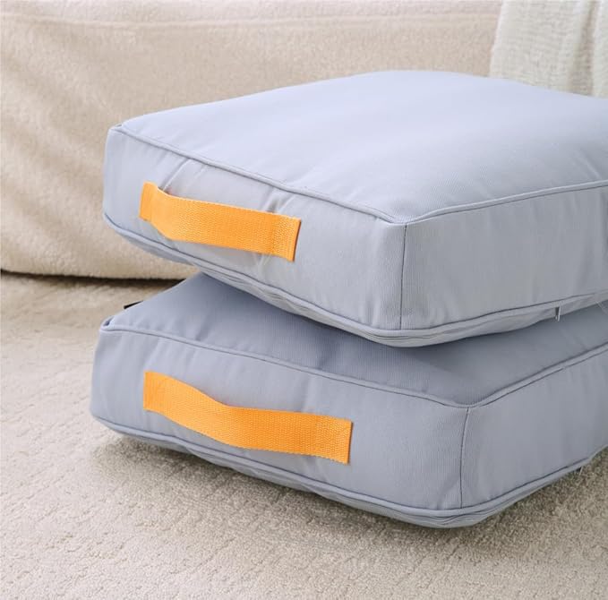 Large Floor Pillow Meditation Cushion Square Floor Cushions for Adults,Premium Washable Outdoor Cushions Seat-Yoga Pillows for Sitting on Floor 18" Grey