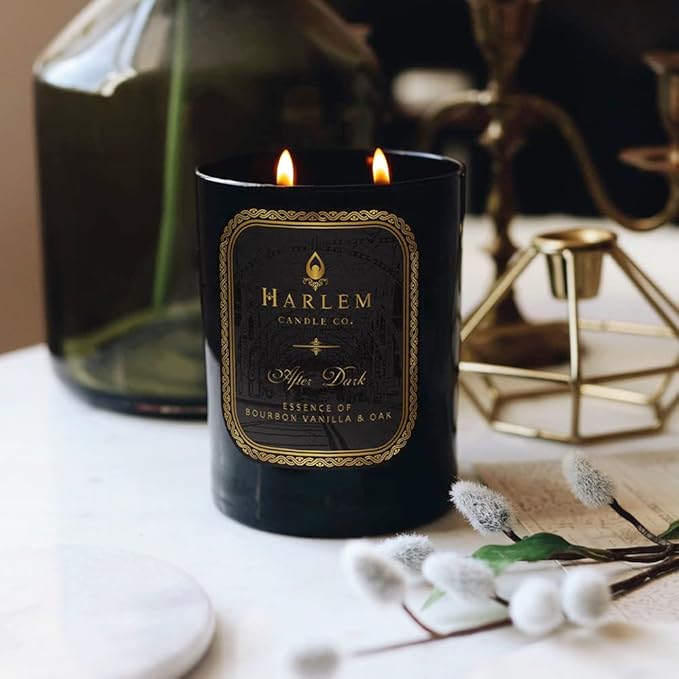 HARLEM CANDLE CO. After Dark - Luxury Scented Soy Candle, 11 oz - 80-Hour Burn Time | Bergamot, Saffron, Bourbon Vanilla, Oak | Scented Candles for Home - Bloomnest
