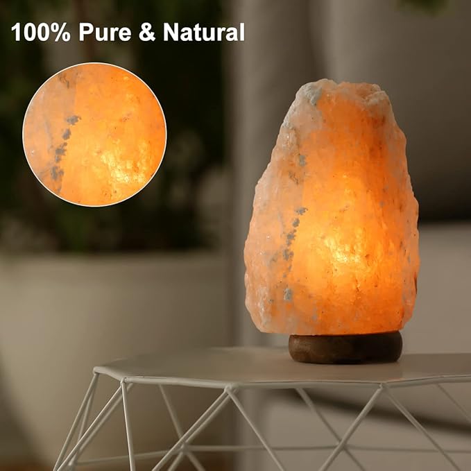 FANHAO USB Himalayan Salt Lamp with 8 Colors Changing, Natural Crystal Salt Rock Lamp Table Lamps for Gifts, Home Décor - Hand Carved, LED Bulb and Real Rubber Wood Base - Bloomnest