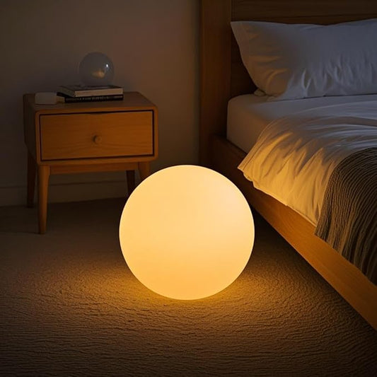 12-Inch LED Ball Light, Changing Glowing Orb Light with Remote, Soft Dimmable Globe Floor Lamp, Rechargeable Globe Mood Lamp, Waterproof Decorative Cordless Night Lights for Home Bedroom Nursery Patio - Bloomnest