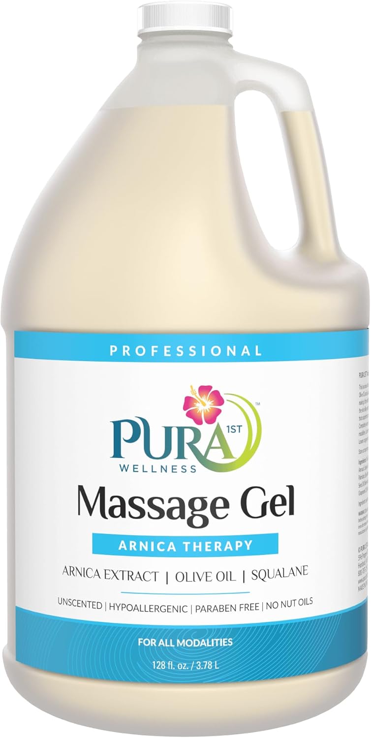 Wellness Professional Arnica Therapy 128oz Massage Gel, Arnica Gel for Bruising, Olive Oil, Arnica Extract, Unscented, Hypoallergenic, Natural, Skin Moisturizing, Hydrating, Deep Tissue