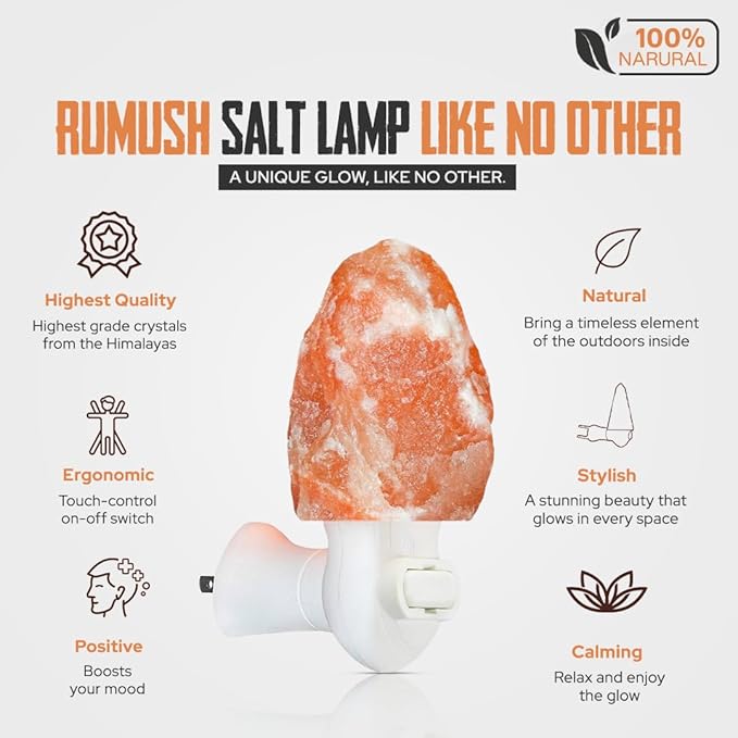 Himalayan Natural Salt Night Lamps, Night Lamp with 360 Degree Rotatable Wall Plug with Extra Replacement Bulb, Hand Carved Natural Lamp for Bedroom & Home Decors - Bloomnest
