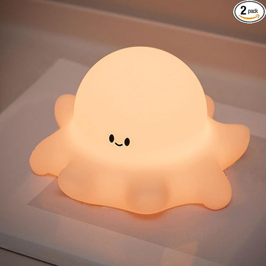 Kibbidea Touch Control Silicone Night Light for Kids, Rechargeable Octopus Nightlight with Timer, Eye Protection, Portable USB Baby Nightl lamp for Nursery, Bedroom - Bloomnest