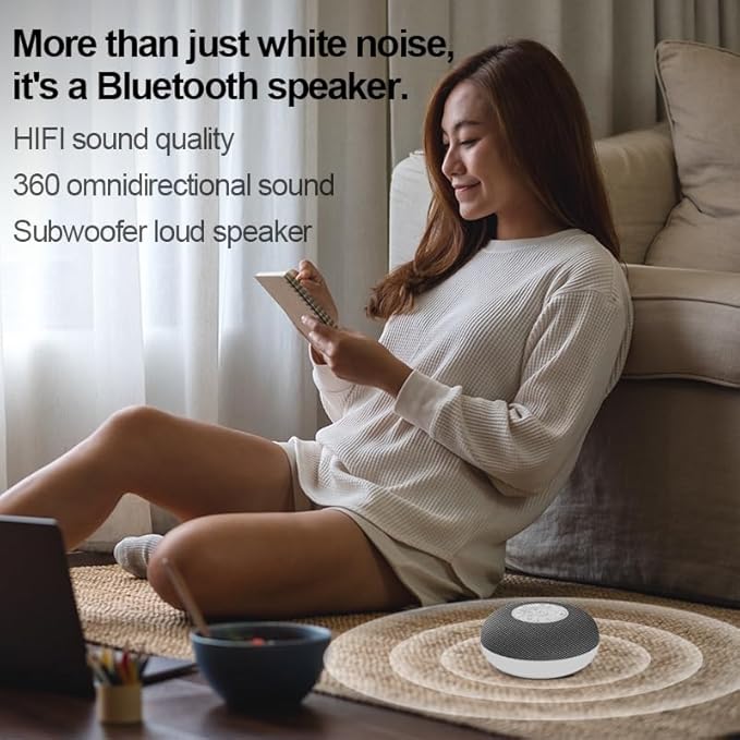 White Noise Machine，Portable Sleep Sound Machine，3 in 1 Bluetooth Sound Machine Night Light White Noise Machine with 39 Soothing Natural Sounds，Sleep Sound Timer for Adults