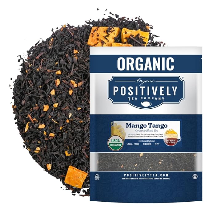 Organic Positively Tea Company, Mango Tango Black Tea, Loose Leaf, 16 Ounce - Bloomnest