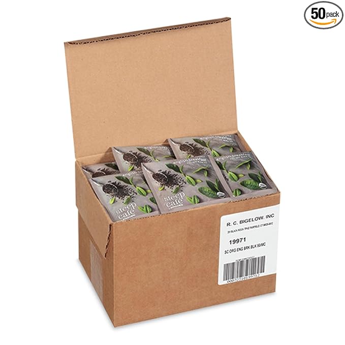 Bigelow Tea steep Cafe Organic Black Tea, English Breakfast, 50 Bags/Carton - Bloomnest