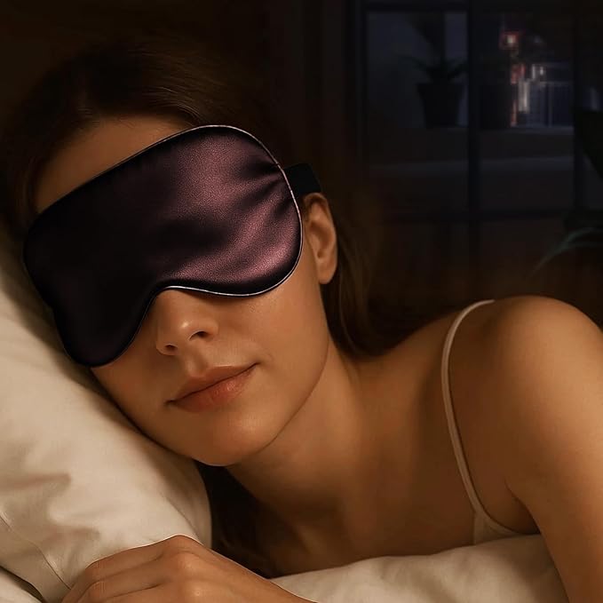 Luxury 22 Momme 100% Mulberry Silk Sleep Mask – 3D Eye Mask with Adjustable Strap, Gentle on Skin and Eyes, Provides Complete Light Blockage for Deep Sleep (Burgundy, Adjustable) - Bloomnest