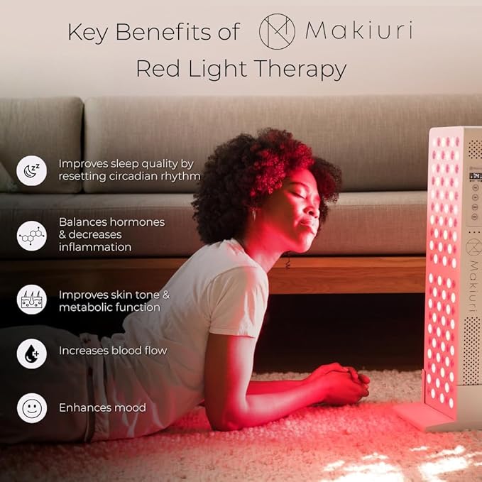 Makiuri Red Light Therapy Panel for Face & Body | 630 nm, 660nm, 810nm, 830nm, 850nm | Clinical Grade Red & Near-Infrared LED Light Therapy (5 Wavelengths) | High Irradiance | Venus (120 LED) Makiuri