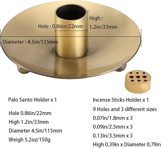 Palo Santo Holder for Sticks, Incense Burner for Palo Santo, Come with Incense Holder 9 Holes, Wood Bowl and Incense Stand Ash Catcher HOCUROAY