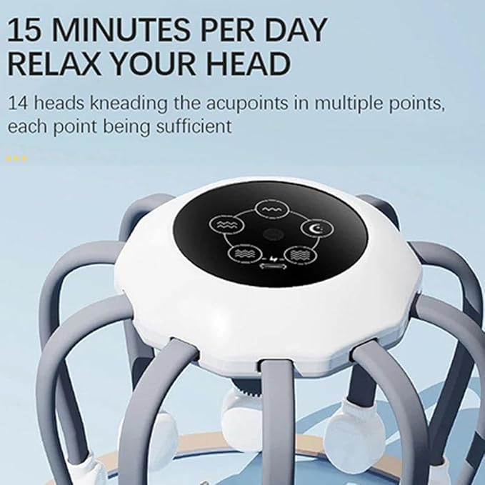 Head Massager, Electric Scalp Massager,Octopus Head Massagers Scalp,Electric Scalps Massagers with 10 Vibrating Points, 5 Modes and Smart Timing, Relieves Scalps Pressure RJSQAQE