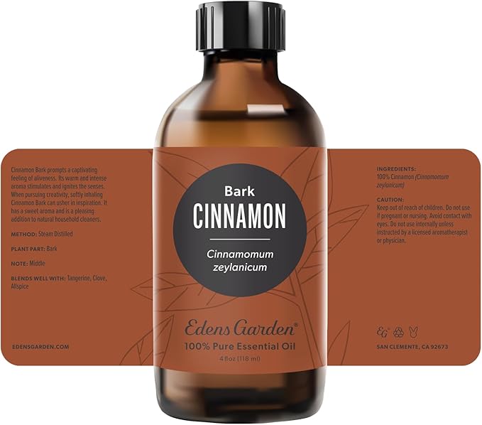 Edens Garden Cinnamon-Bark Essential Oil- 100% Pure Premium Grade, Undiluted, Natural, Therapeutic, Aromatherapy, The Best for Diffuser, Candle, Laundry, Humidifiers 118 ml (4 fl oz) - Bloomnest