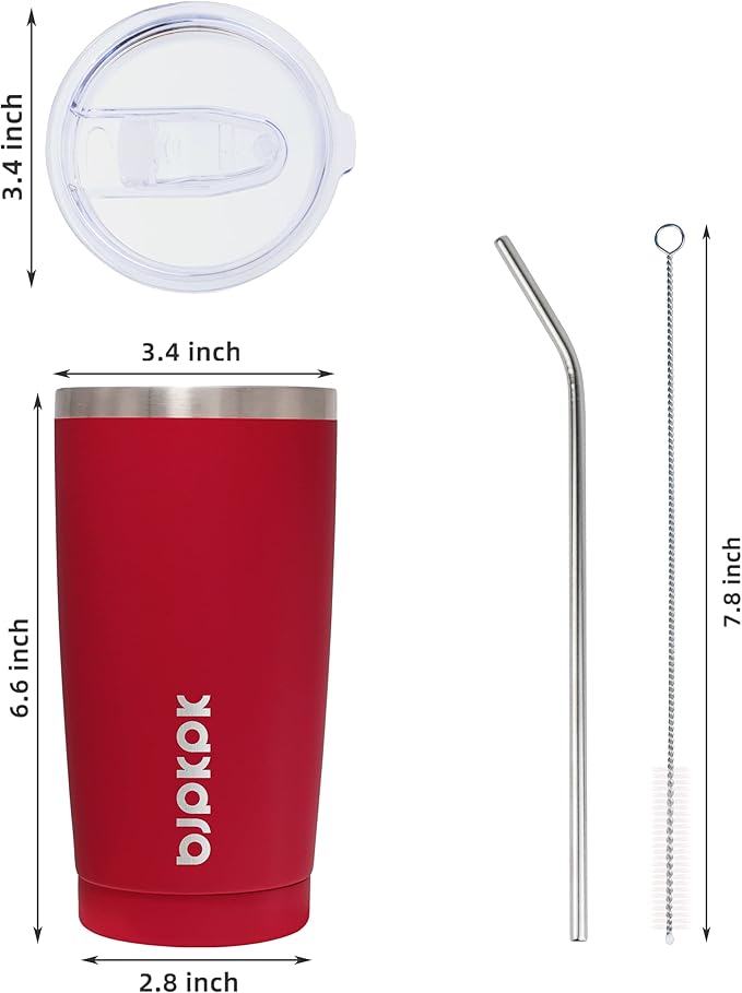 BJPKPK 20 oz Tumbler Stainless Steel Vacuum Insulated Tumblers Cup with Lid and Straw,Red - Bloomnest