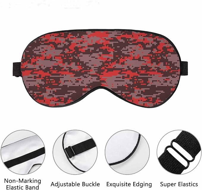 Red Grey Camo Sleep Eye Mask Camouflage Roof Tile Rooftop Men Women Sleep Mask with Adjustable Strap Eye Cover Eye Shade for Travel, Nap,Meditation - Bloomnest