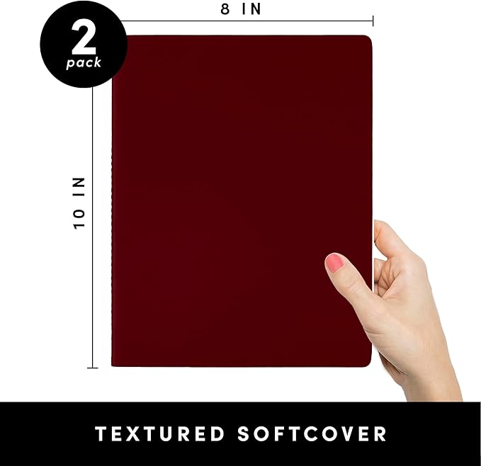 PAPERAGE Soft Cover Blank Journal Notebook, 2 Pack, (Burgundy), 100 Pages, Large 7.5 inches x 9.5 inches, Ideal for Sketch Book, Note Taking & Travel Journal - Bloomnest