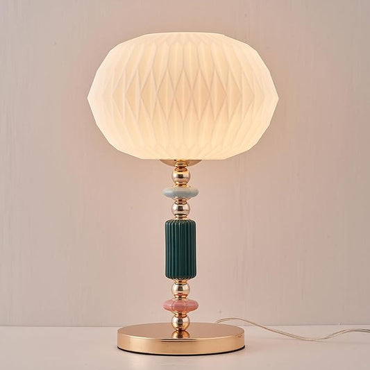 Milk White Glass Shade Table Lamp Modern Metal Desk Lamp with Plug Cord Switch for Bedroom Living Room - Bloomnest
