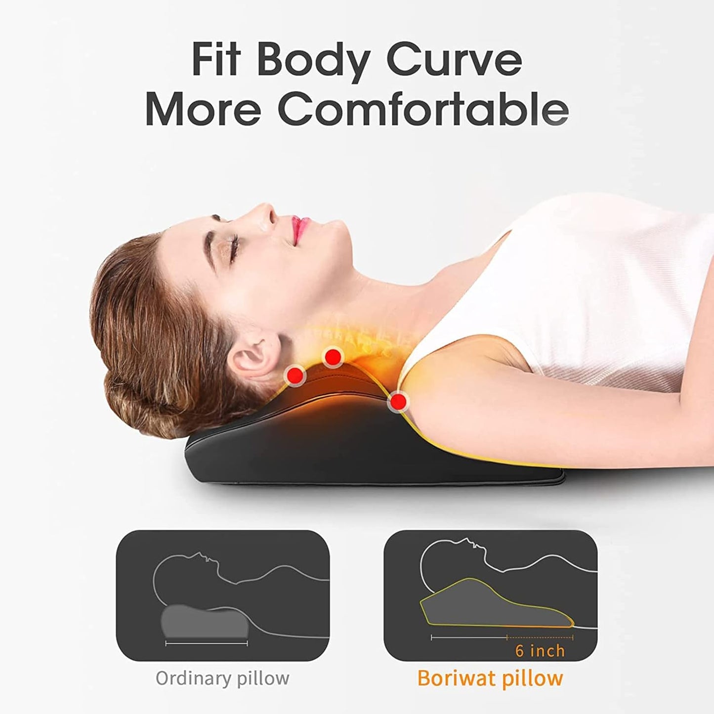 Boriwat Neck Massager with Heat, Shiatsu Massage Pillow for Pain Relief, Massagers for Neck and Back, Shoulder, Leg, Christmas Gifts for Men Women Mom Dad, Stress Relax at Home Office and Car