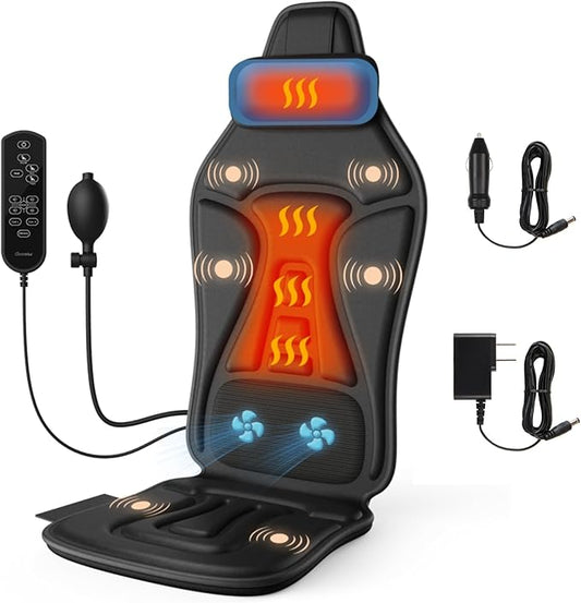 Back Massager with Heat for Pain Relief Deep Tissue, Portable Chair Massager Seat Cushion with Vibration Massage, Back Massage Chair Pad with Optional Cooling, Gifts for Dad Men Women Home Office Use - Bloomnest