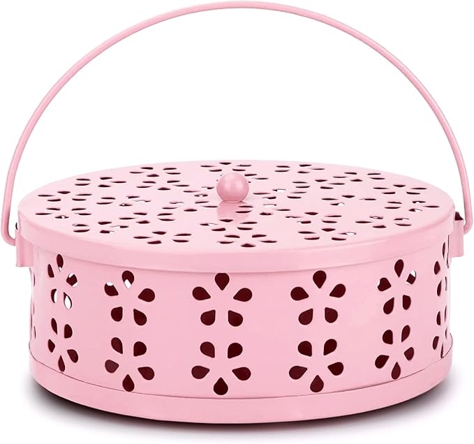 Spiral Coil Incense Burner Holder Home Outdoor Citronella Incense Coil Holder with Handle (Pink) - Bloomnest