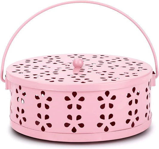 Spiral Coil Incense Burner Holder Home Outdoor Citronella Incense Coil Holder with Handle (Pink) - Bloomnest