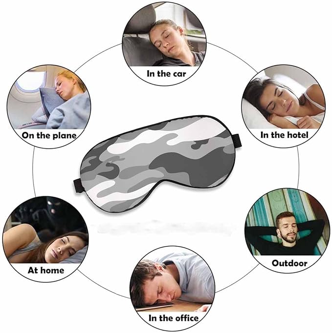 Camo Sleep Eye Mask Classic Abstract Military Camouflage Gray Men Women Sleep Mask with Adjustable Strap Eye Cover Eye Shade for Travel, Nap,Meditation - Bloomnest