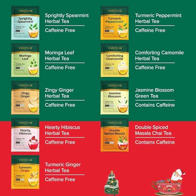 VAHDAM, Limited Edition Christmas Tea Gift Set | 45 Tea Bags, 9 Flavors - Holiday Gift Box | Christmas Presents For Women, Men & Adults, Christmas Gift Set - Bloomnest