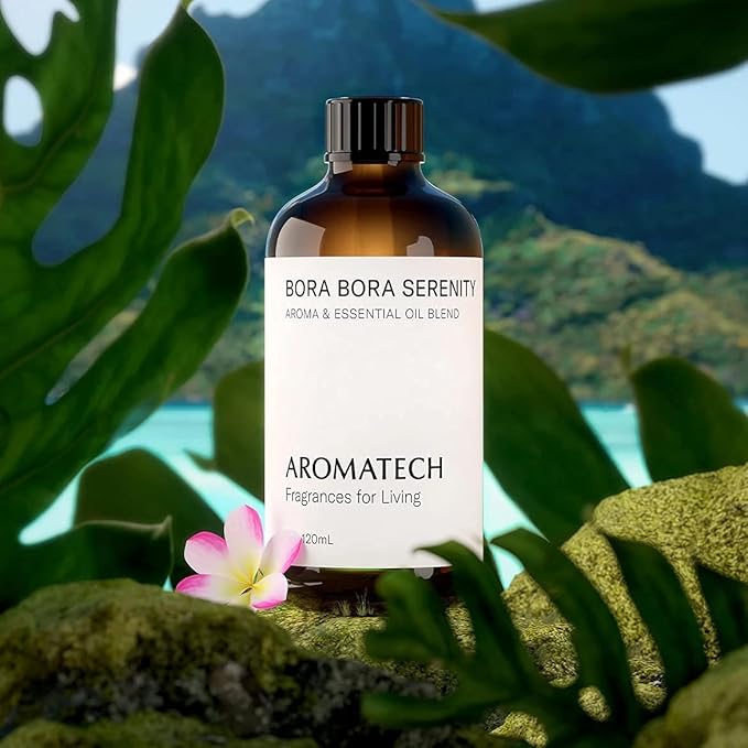 AromaTech Bora Bora Serenity Aroma Essential Oil Blend: Luxury Hotel Inspired Aromatherapy with Tropical Fruit, Frangipani & Coconut for Ultrasonic Diffusers & Nebulizers - 16 fl oz, 500 mL - Bloomnest
