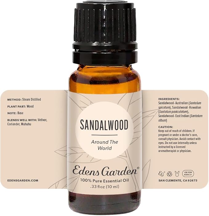 Edens Garden Sandalwood Around The World Essential Oil- 100% Pure Premium Grade, Undiluted, Natural, Therapeutic, Aromatherapy, The Best for Skin, Face, Hair 10 ml (.33 fl oz) - Bloomnest