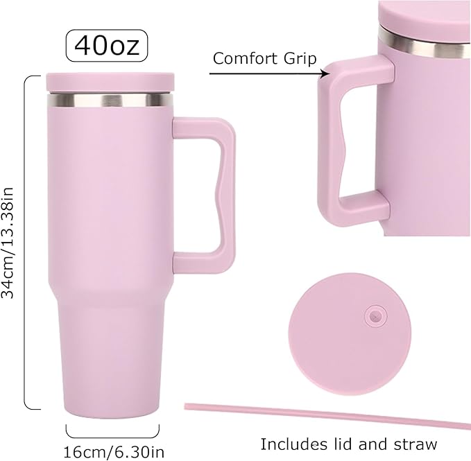 Personalized Tumbler with Handle, Custom 40oz Insulated Stainless Steel Travel Mug Coffee Cup with Engraved Name and Straw Lid, Personalized Gifts for Women Men Him Her (40oz Tumbler Style 4) - Bloomnest