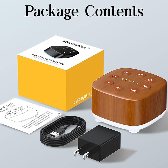 Meditation White Noise Machine Sound Machine 30 Soothing Sounds 12 Night Light 5 Auto-Off Timer Portable Sleep Machine for Travel Powered by AC or USB Sleep Therapy for Baby Kids Adults (Wood Grain) - Bloomnest