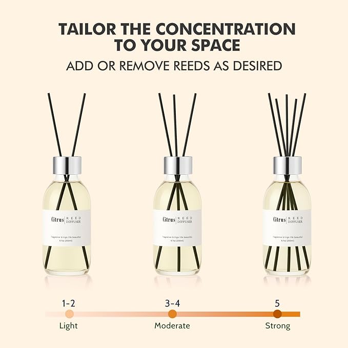 Clesh Reed Diffuser Set, 6.7 oz Citrus Scented Diffuser with Sticks, Home Fragrance Reed Diffuser for Bathroom Shelf Decor - Bloomnest