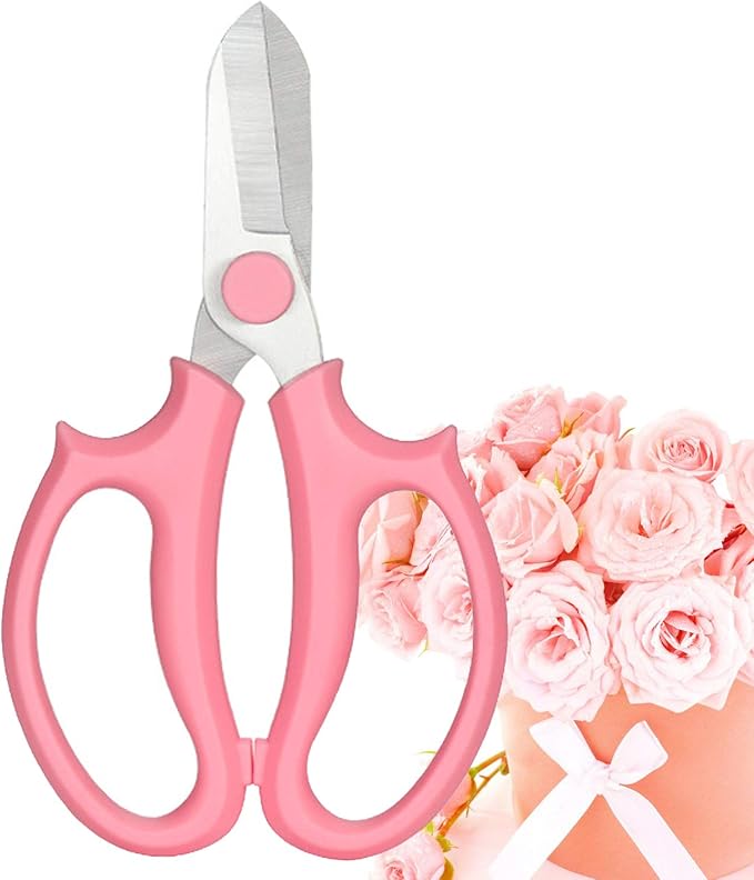 Leize Flower Scissors, Premium Thickened Stainless Steel Floral Shears, Strong Pruner for Flowers, Branches and Leaves (Pink) - Bloomnest