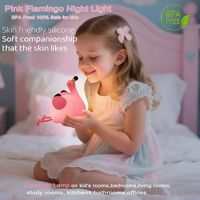 Flamingo Night Light,Dimmable Silicone Animal Nursery Night Light,Pink Flamingo Lamp Decor for Kids Room Bedroom,Birthday Christmas Unique Gift for Kids boy Girls - Bloomnest