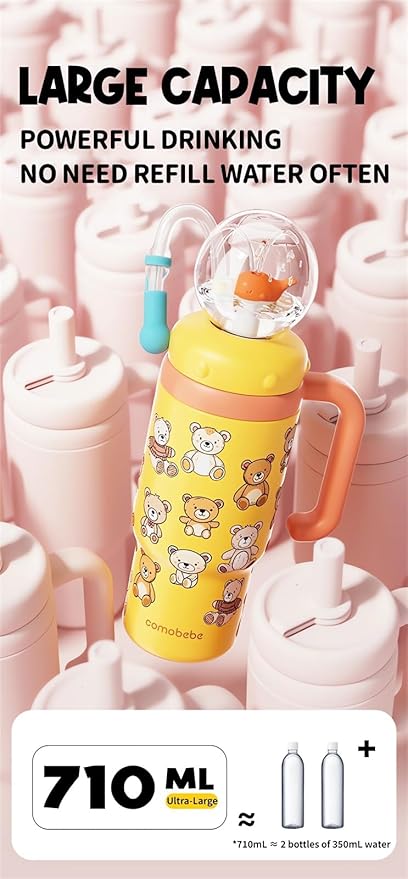 Stainless Steel Whale Fountain Tumbler with Handle 2025 Drinking Cup with Whale Squirt Insulated Travel Tumblers Kids Weighted Sippy Cup No Spill Cute Water Bottle with Lids and Straws Leak Proof (A4) - Bloomnest